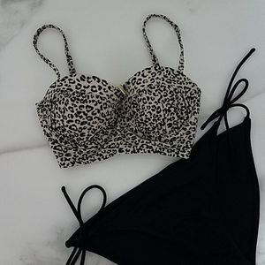 Push Up Bustier Bikini Top with black bottoms